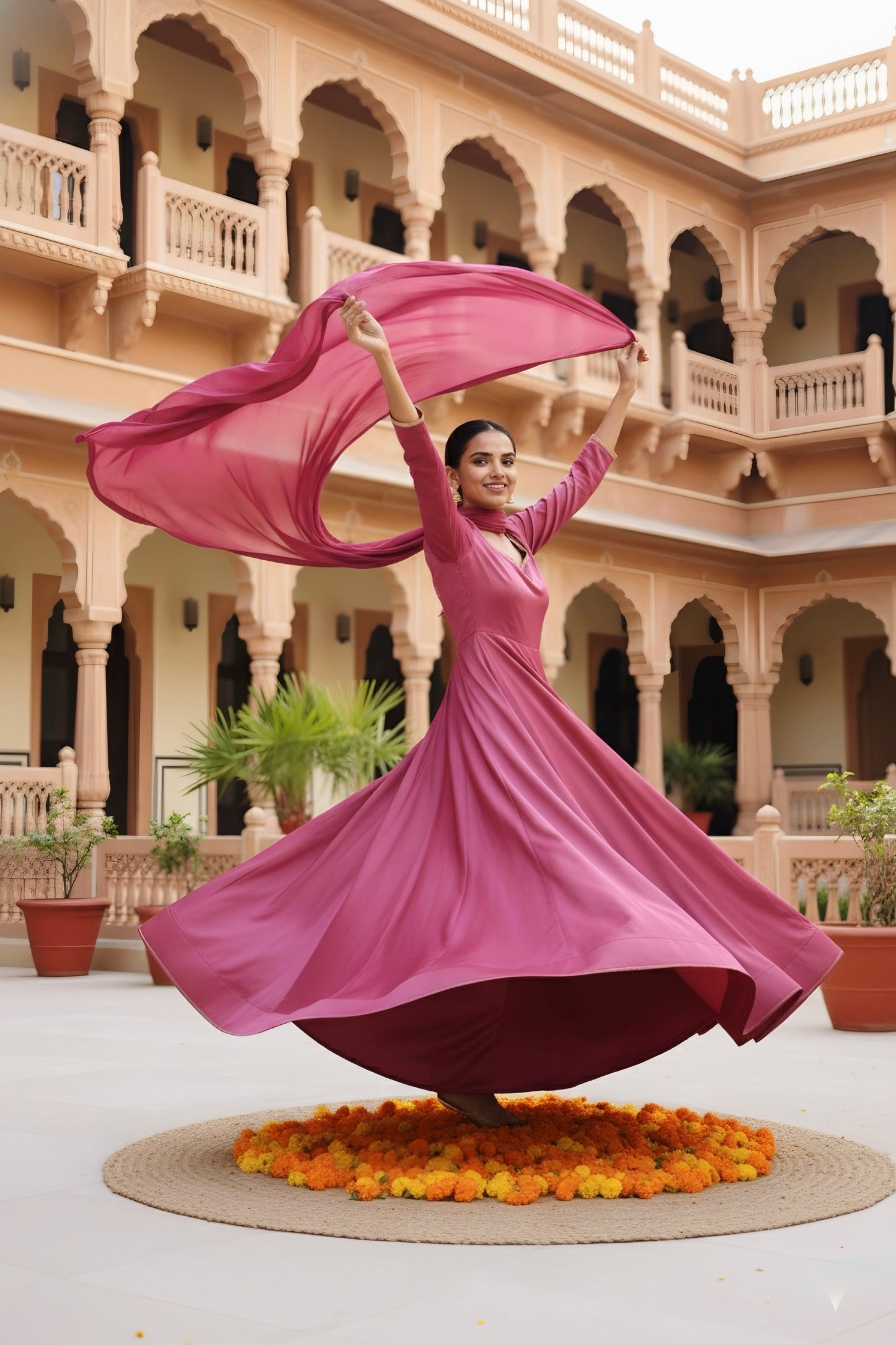 Fuchsia Bloom Anarkali Suit Set