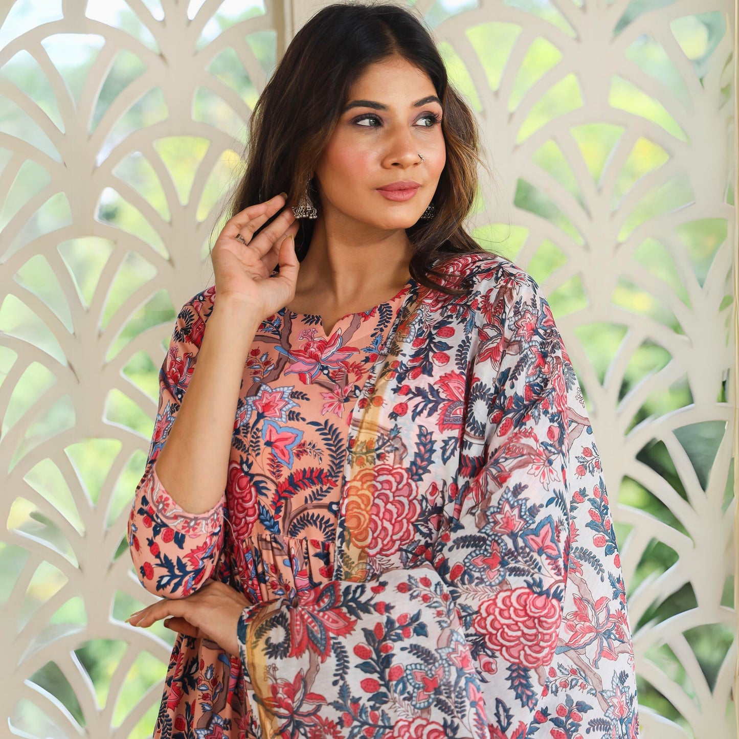 Pink Block Print Suit Set