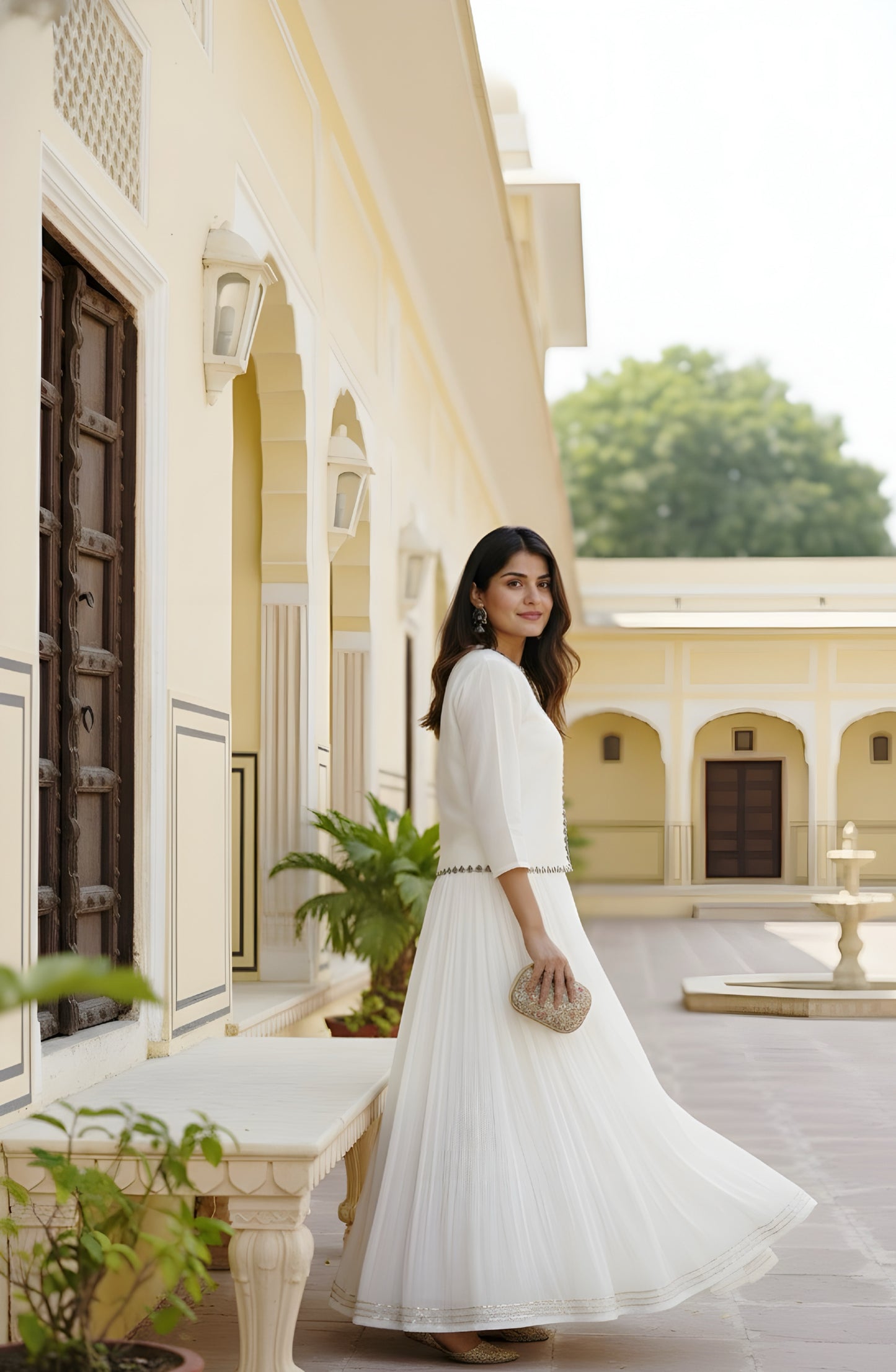 Swan White Skirt and Jacket Set