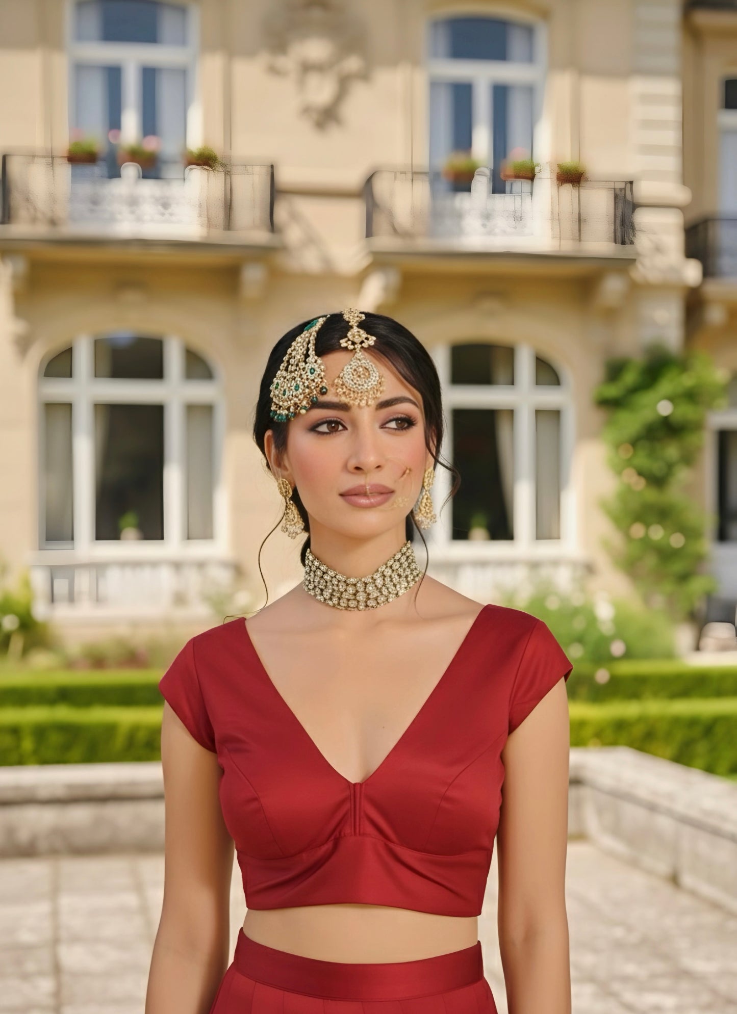 Scarlet Ruby red lengha
