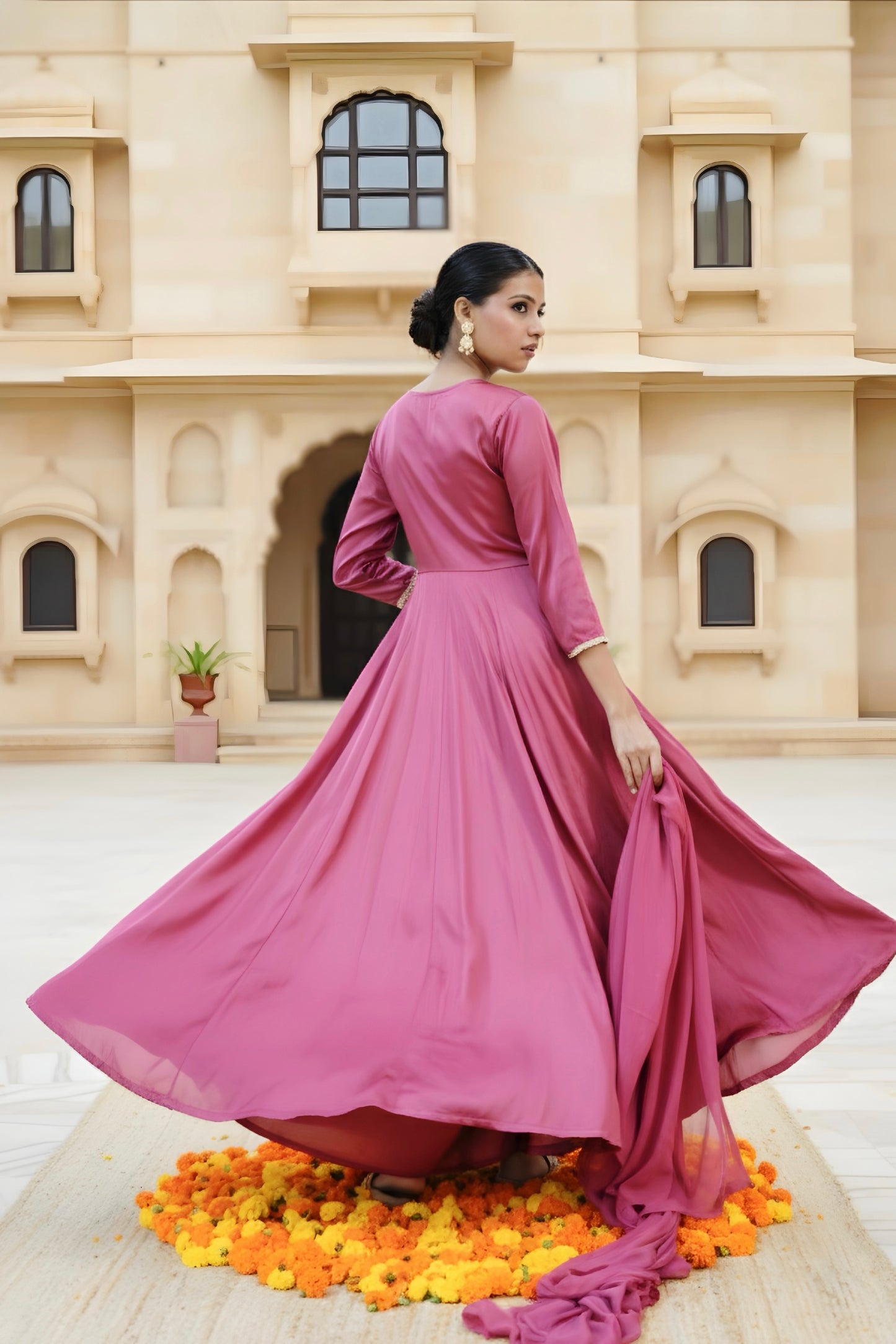 Fuchsia Bloom Anarkali Suit Set