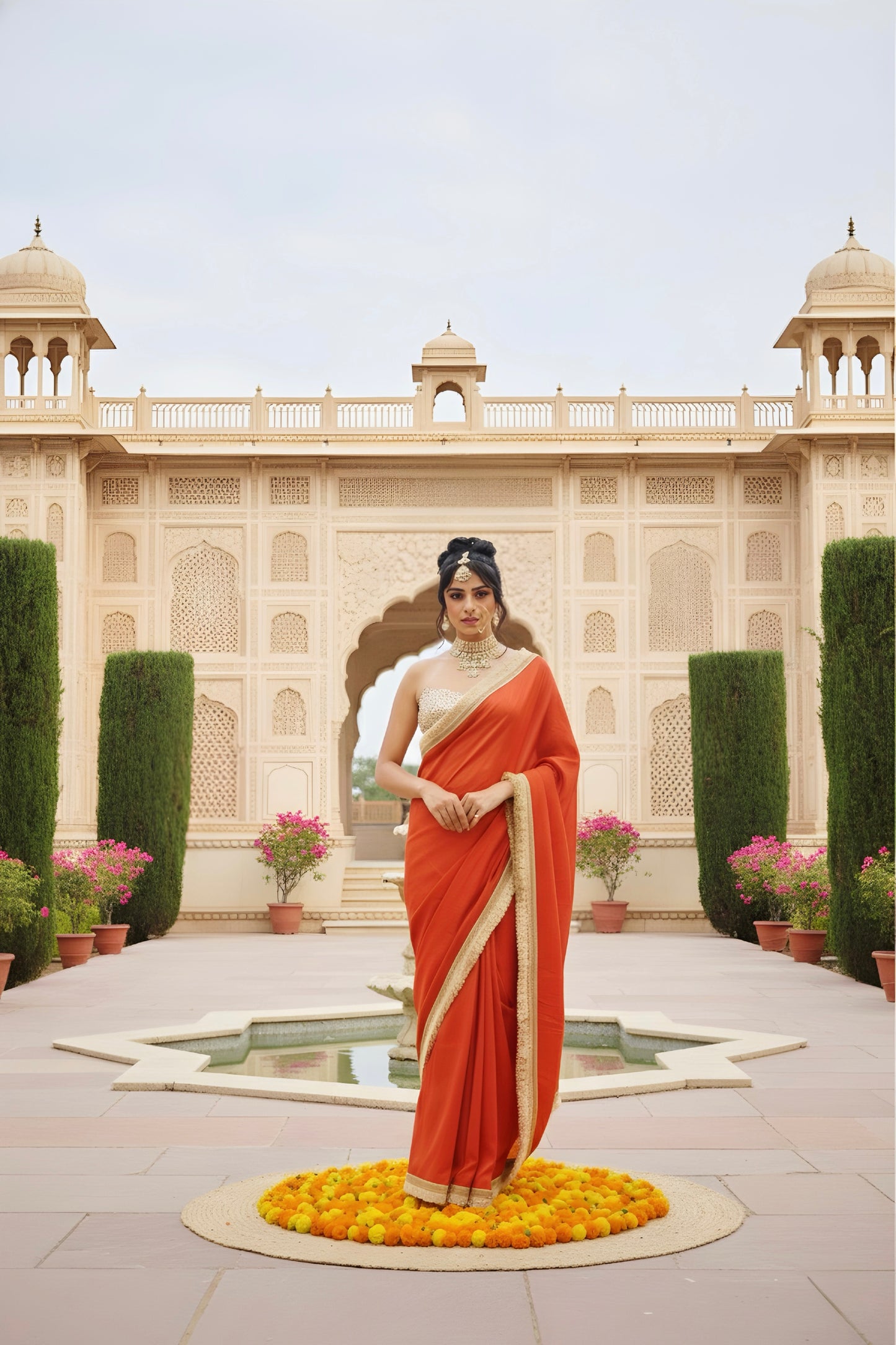 Noor-e-Gulzar Rust Stitched Saree