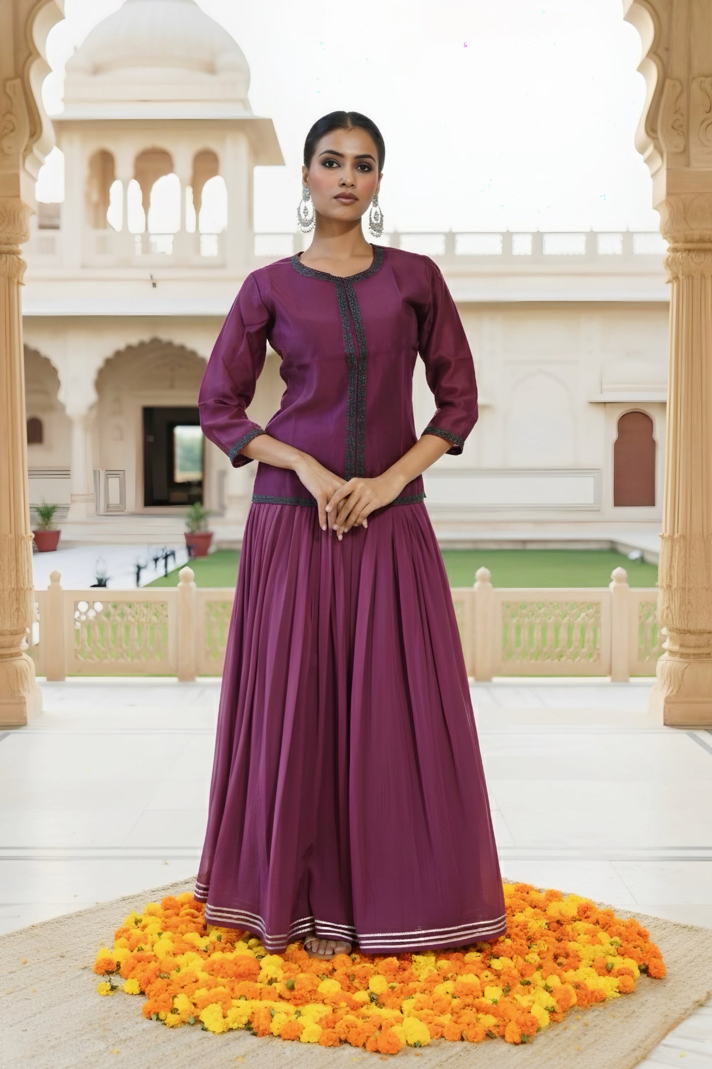 Magnolia Skirt Set in Deep Purple