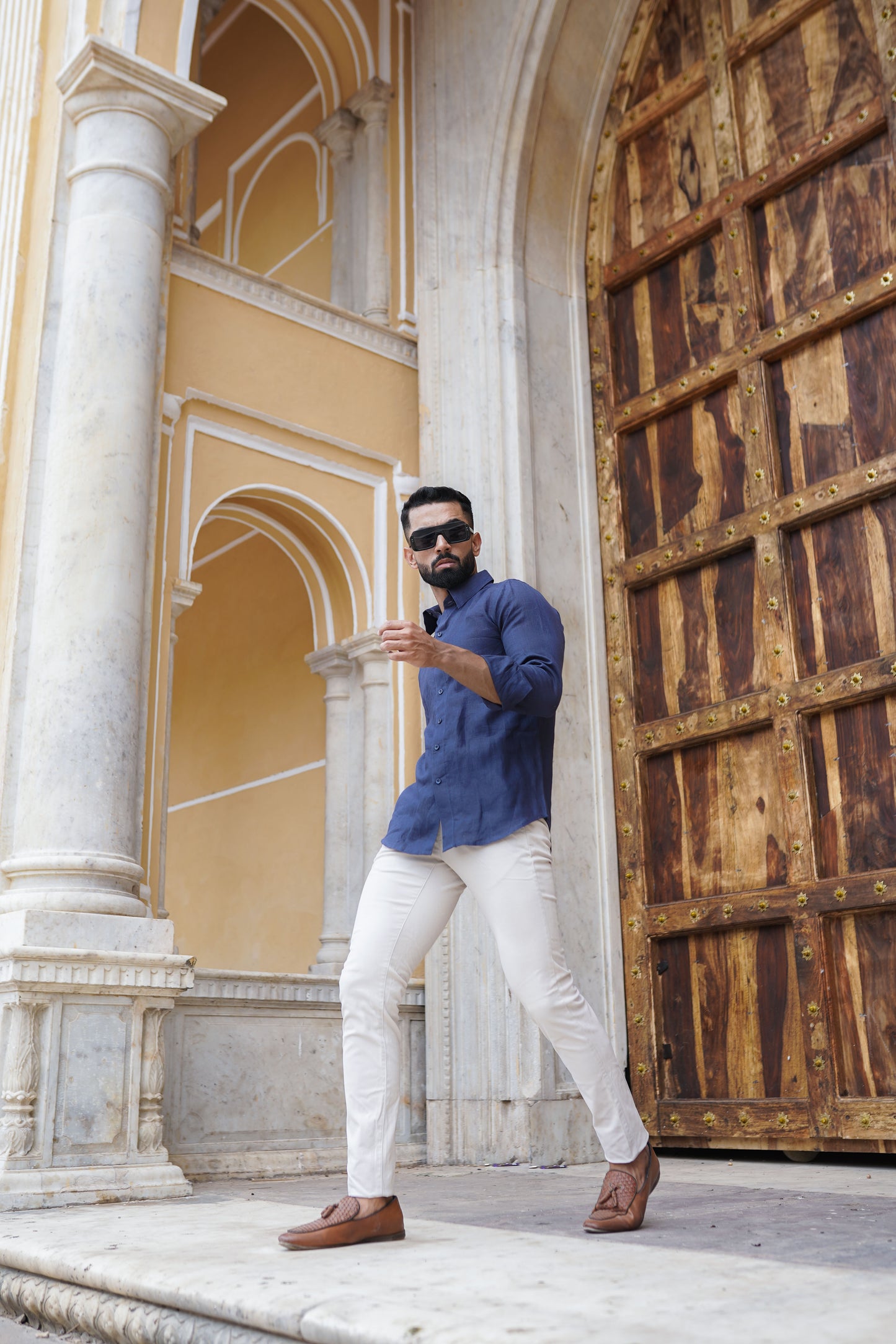 Linen Blue Mens Shirt