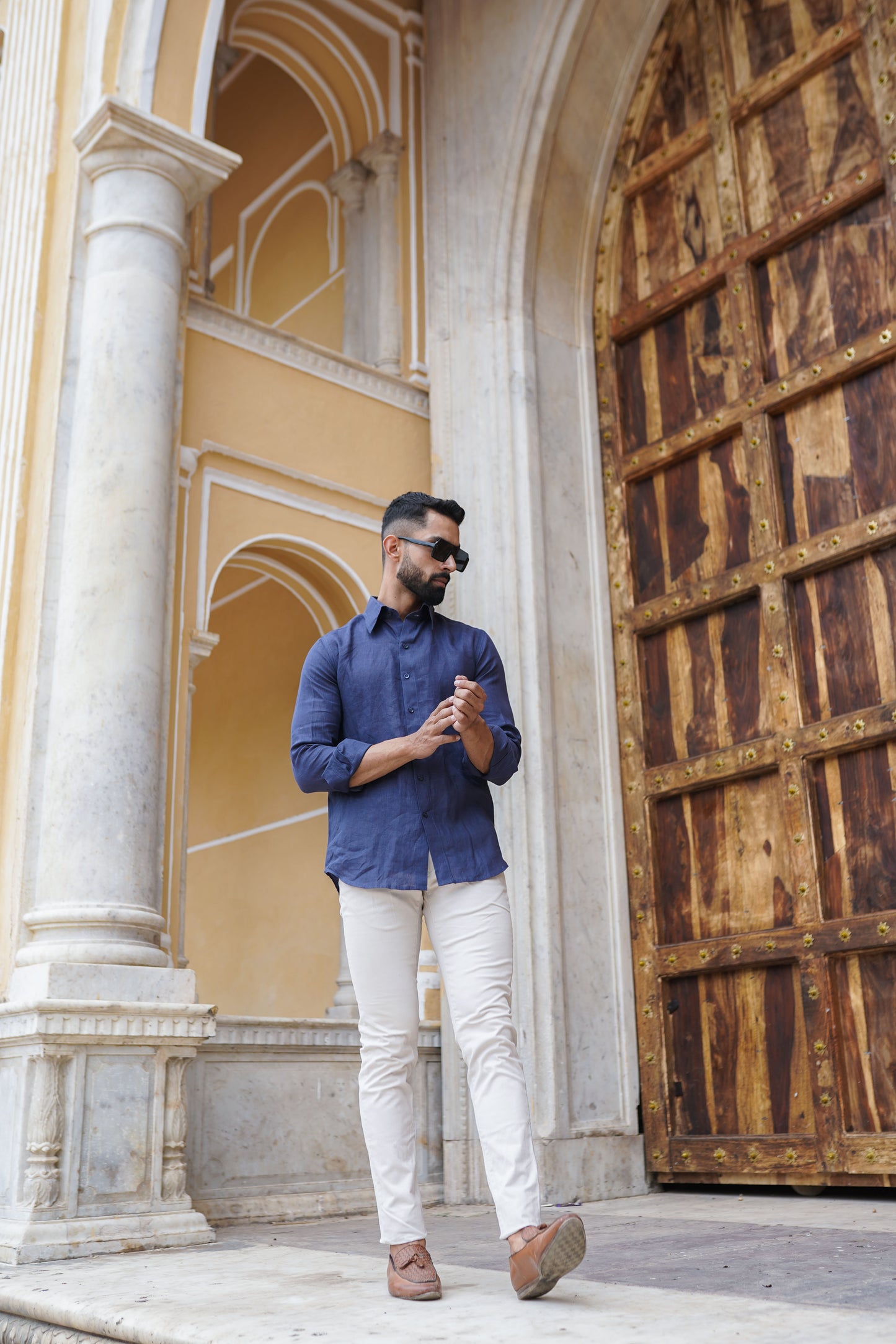 Linen Blue Mens Shirt
