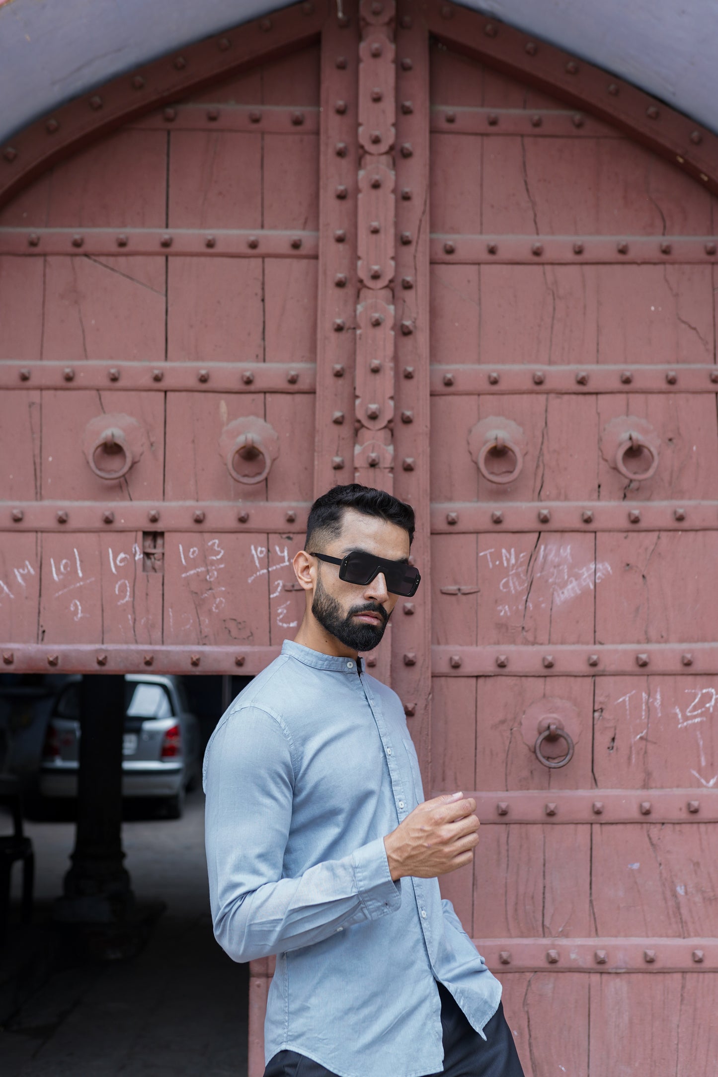 The Classic Mandarin sky Blue Collar Shirt