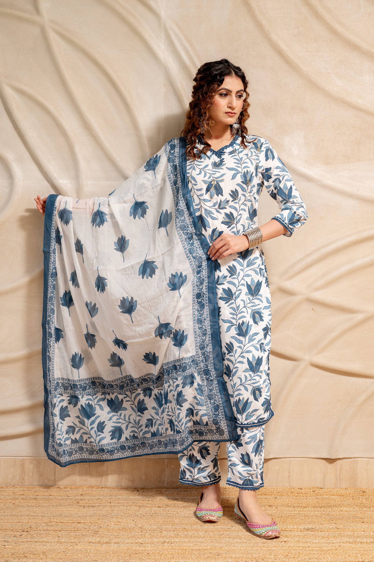 Indigo Floral Blue Suit Set (Set of 3)