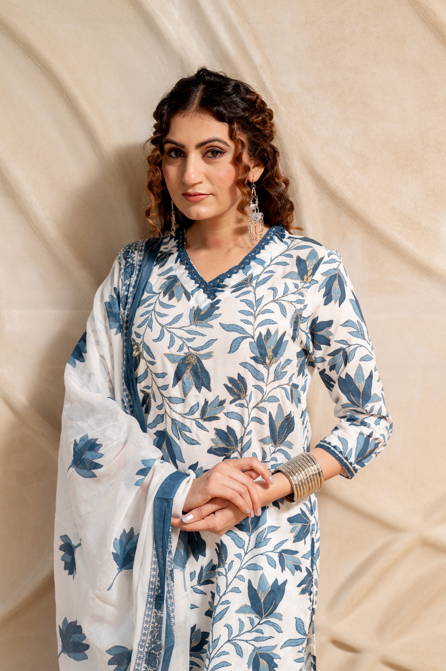 Indigo Floral Blue Suit Set (Set of 3)