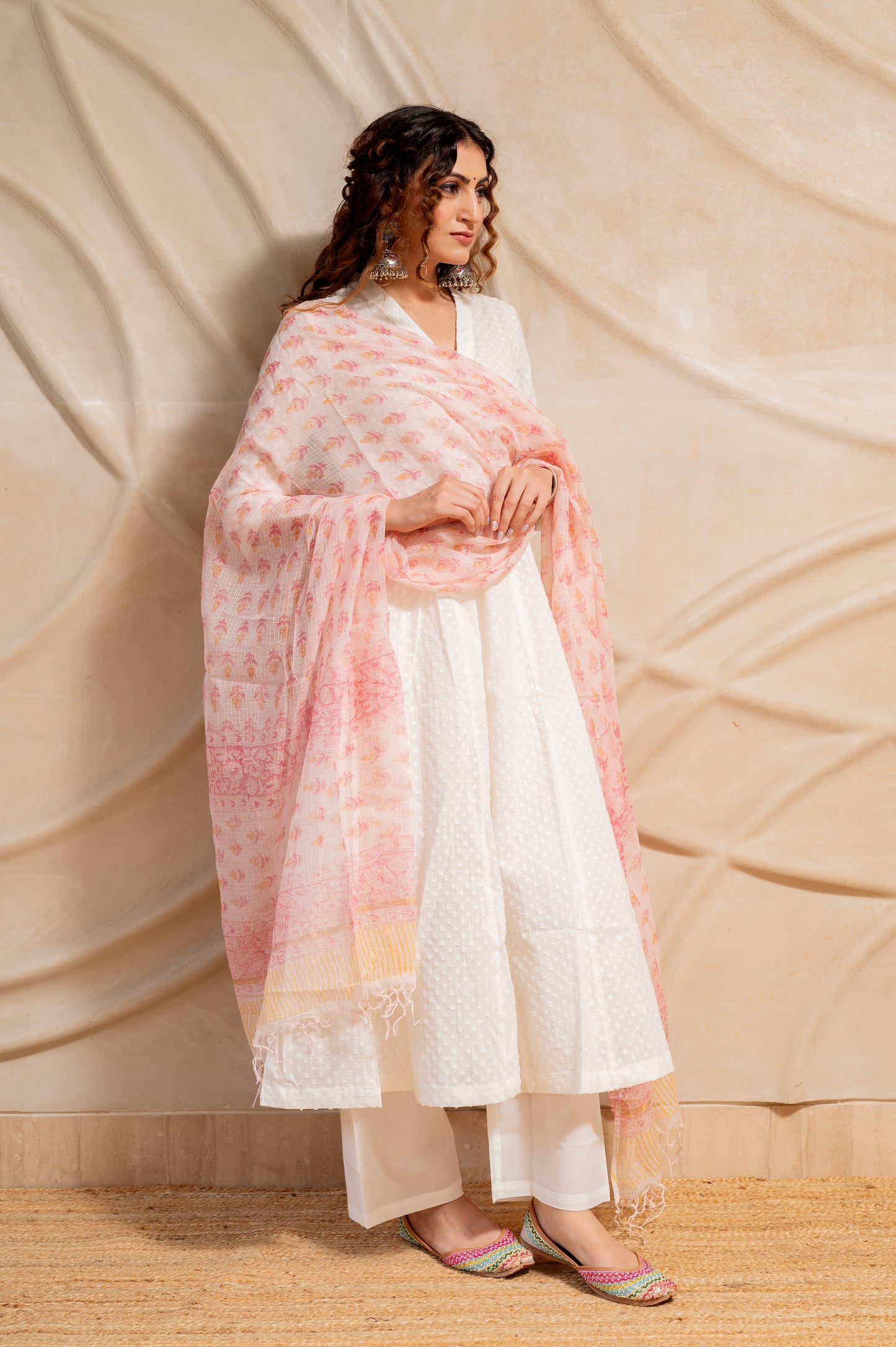Jacquard White Suit Set ( Set of 3 )