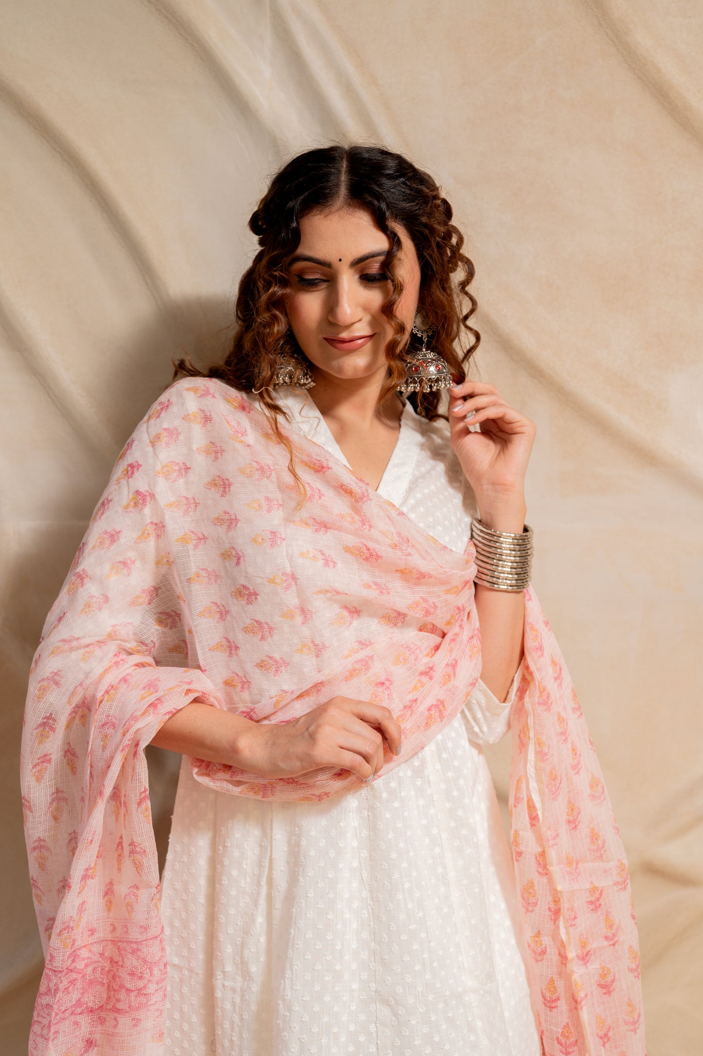 Jacquard White Suit Set ( Set of 3 )