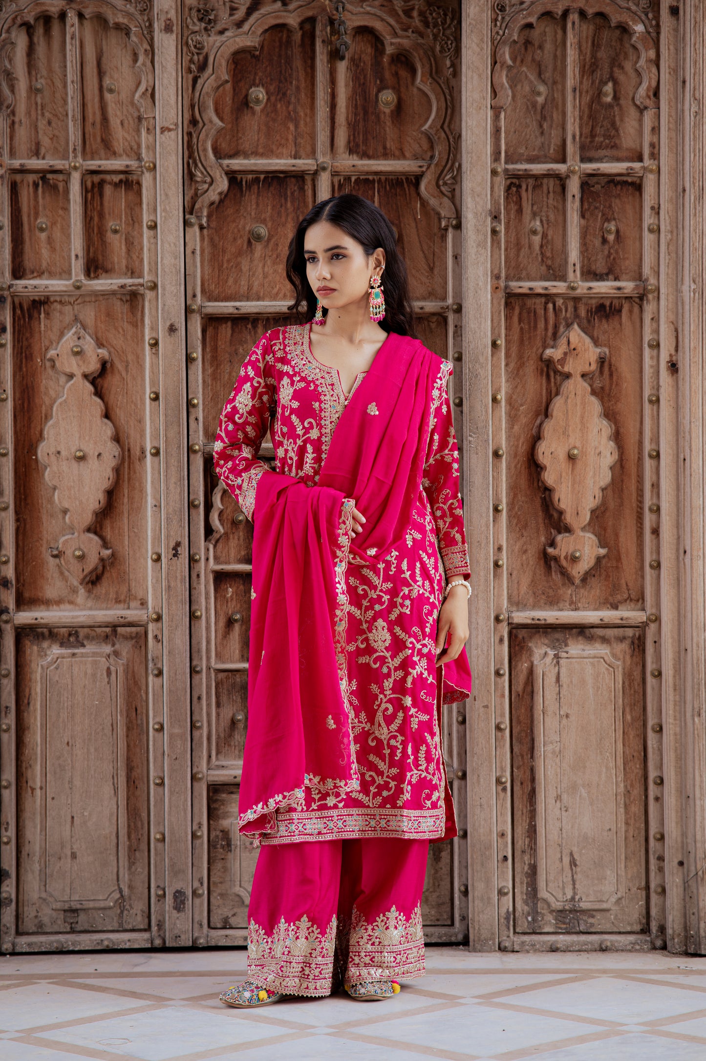 Rose Pink Embroidered Suit Set