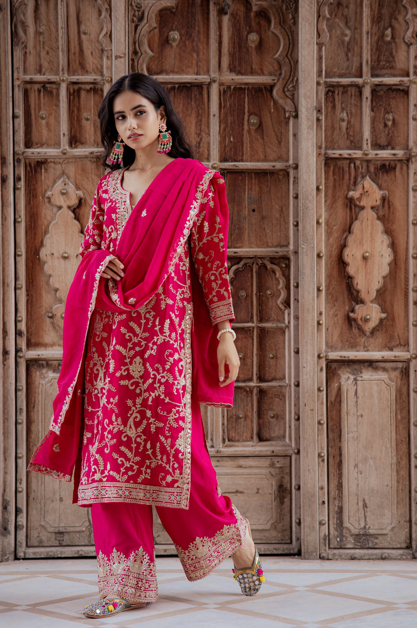 Rose Pink Embroidered Suit Set