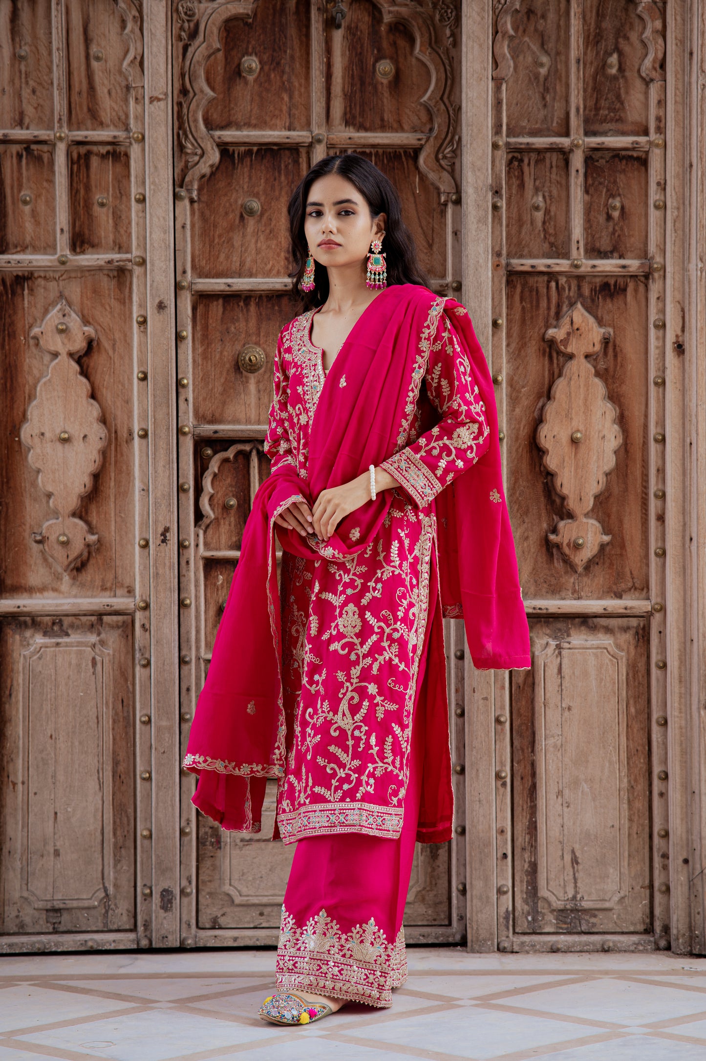 Rose Pink Embroidered Suit Set