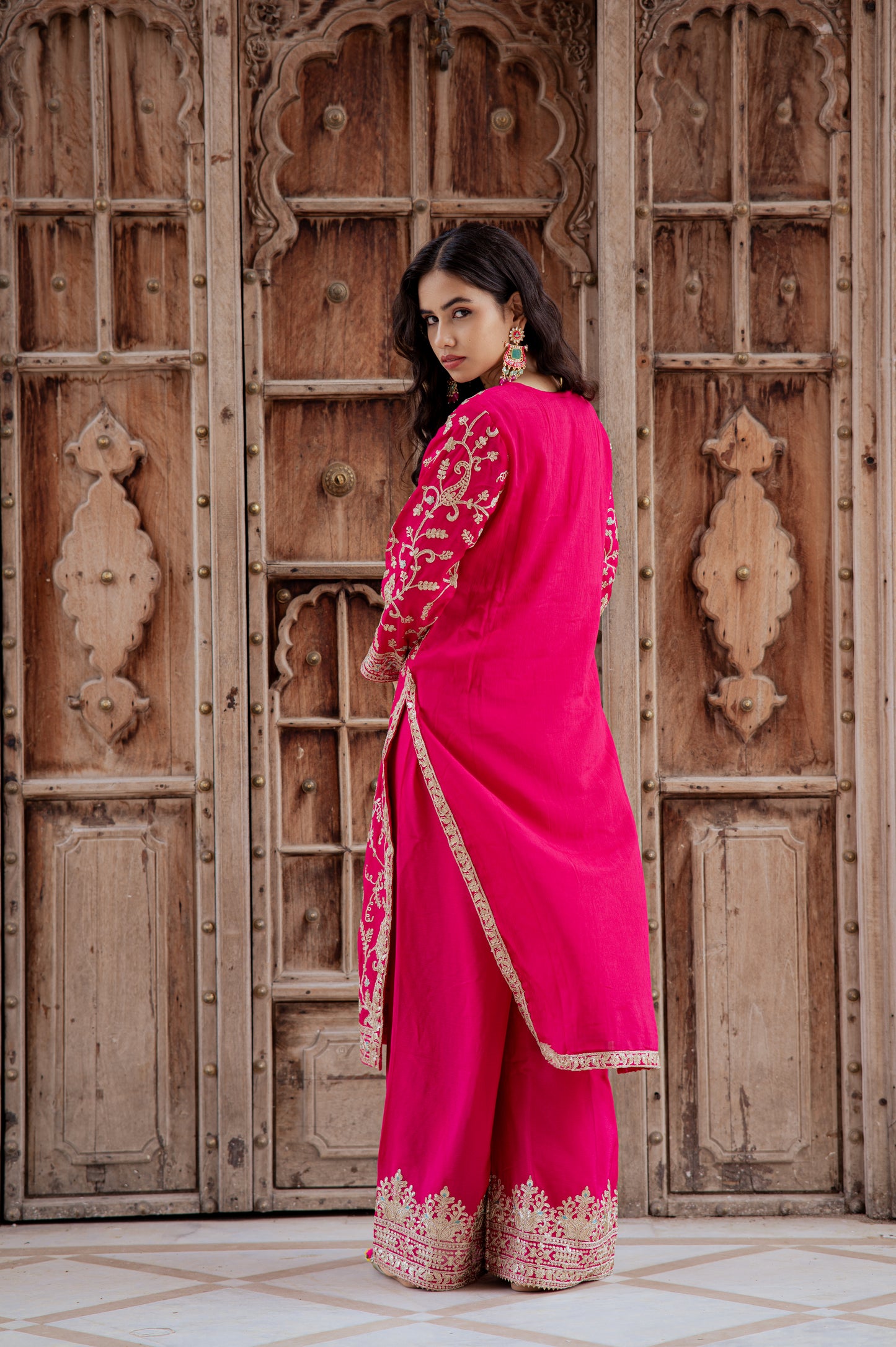 Rose Pink Embroidered Suit Set