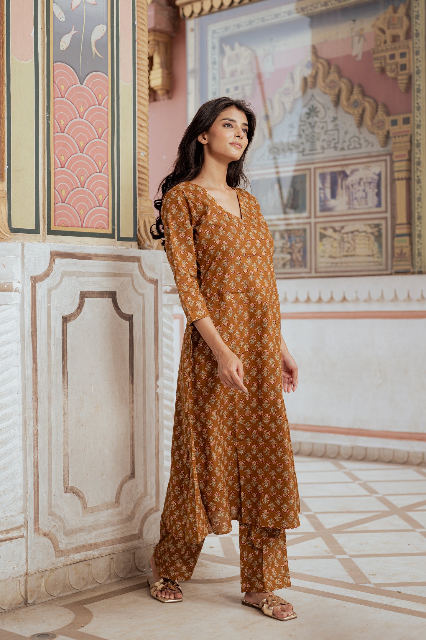 Caramel Brown Co-ord Set With Pocket