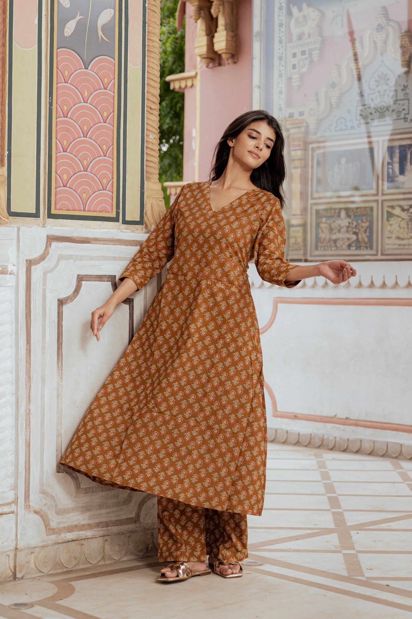 Caramel Brown Co-ord Set With Pocket