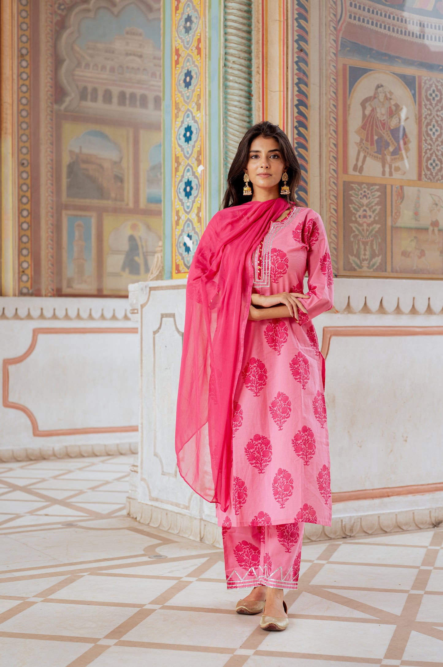 Rose Petal Block Printed Kurta & Pant Set
