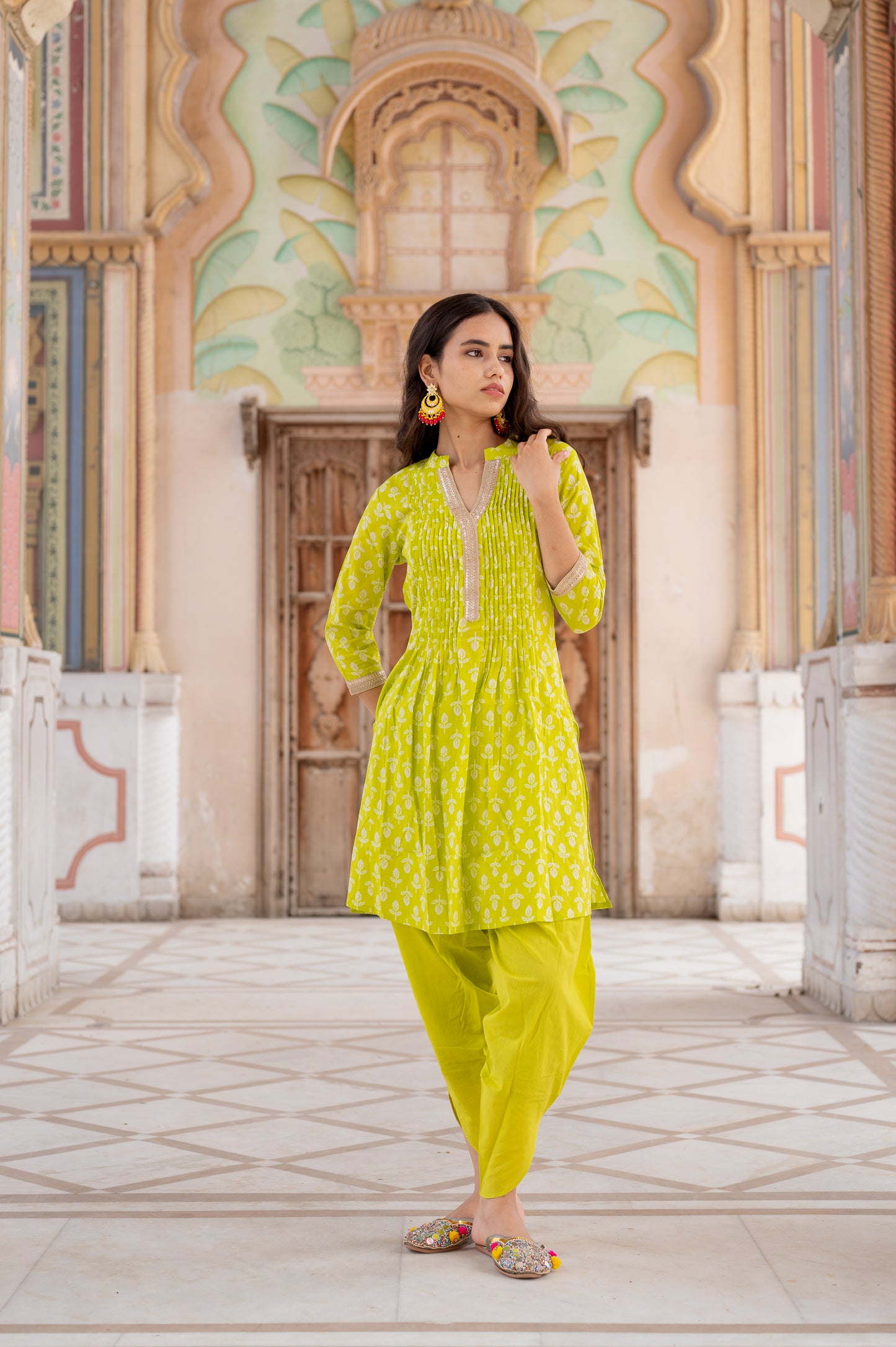 Lime Blossom Kurti Dhoti Set