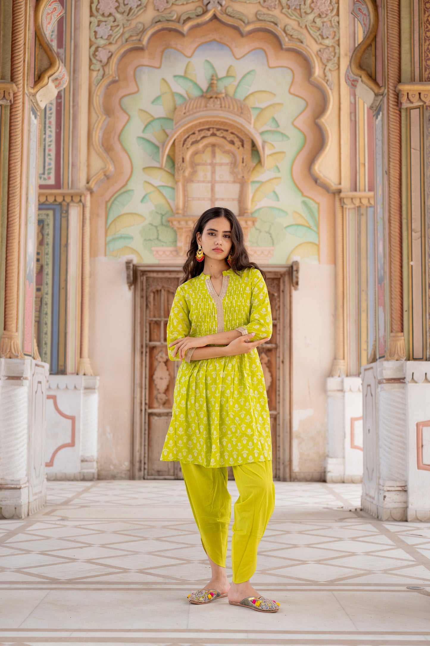 Lime Blossom Kurti Dhoti Set