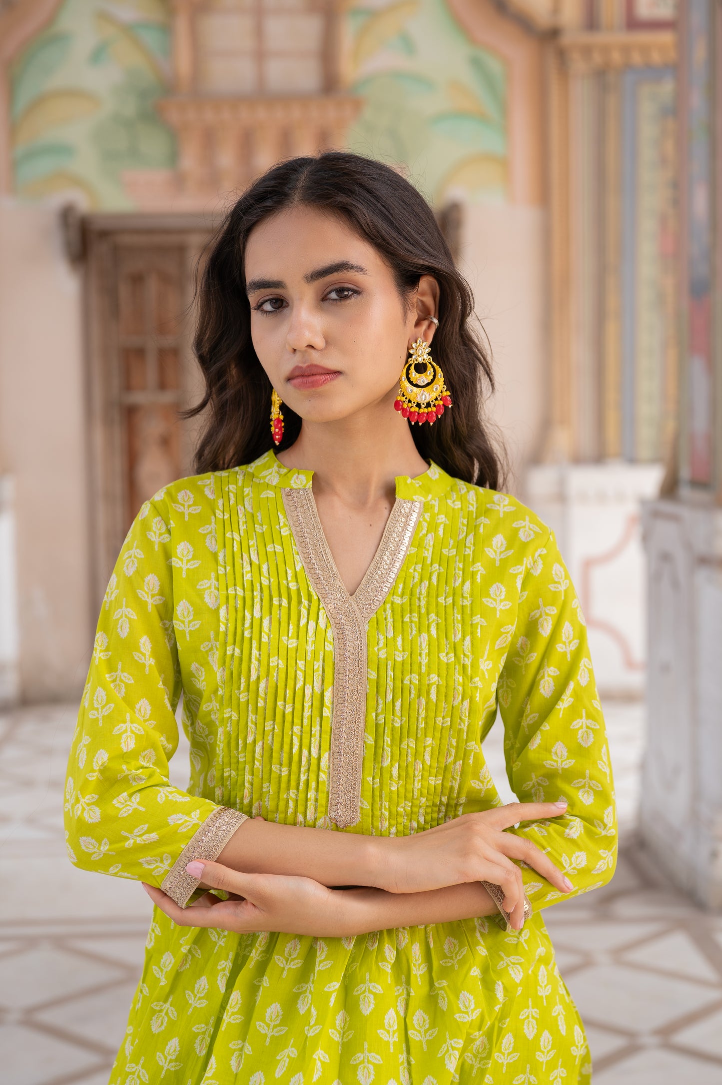 Lime Blossom Kurti Dhoti Set