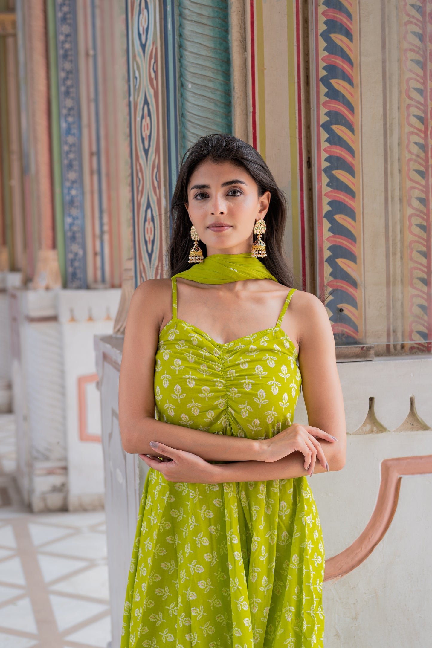 Lime Bloom Anarkali Set