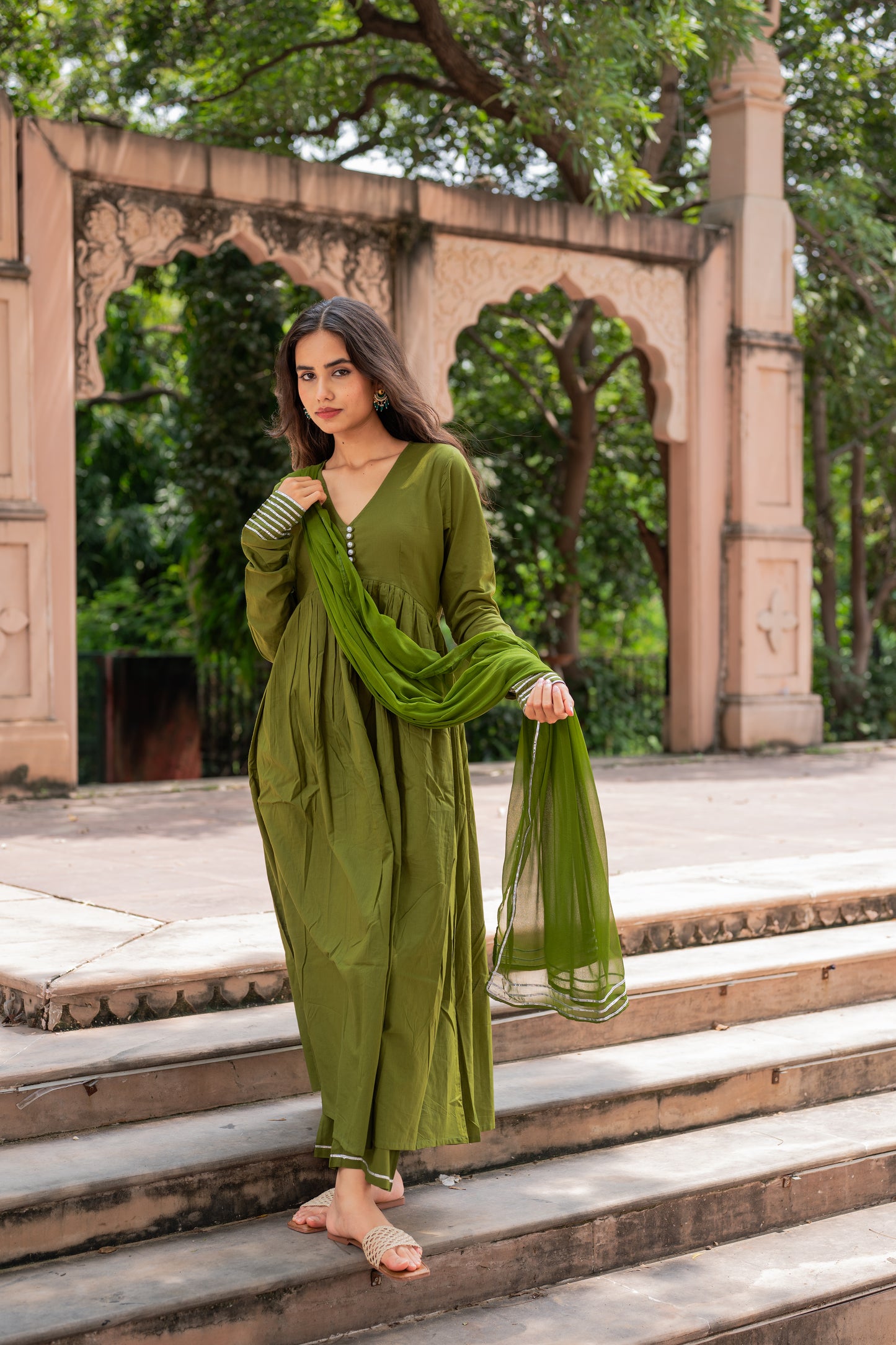Olive Grace Anarkali Set