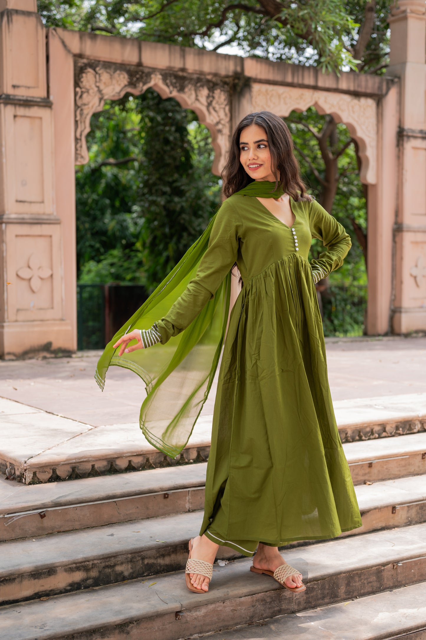 Olive Grace Anarkali Set