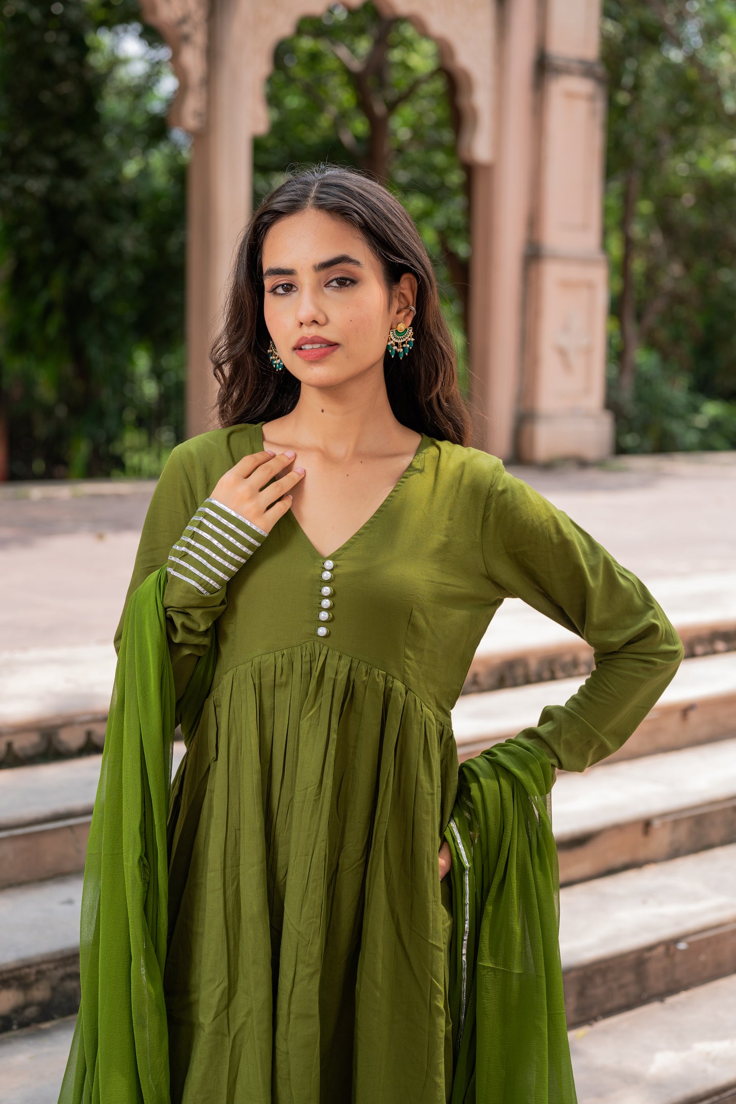 Olive Grace Anarkali Set