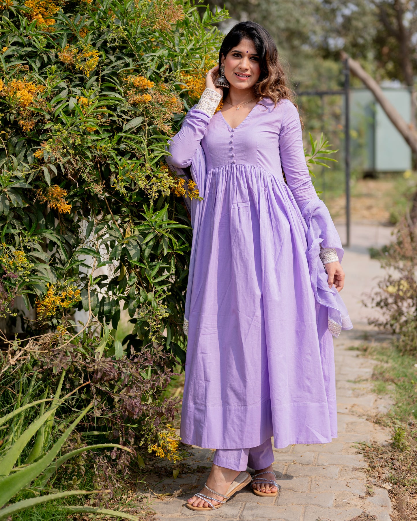 Lilac Anarkali suit set ( Set of 3)