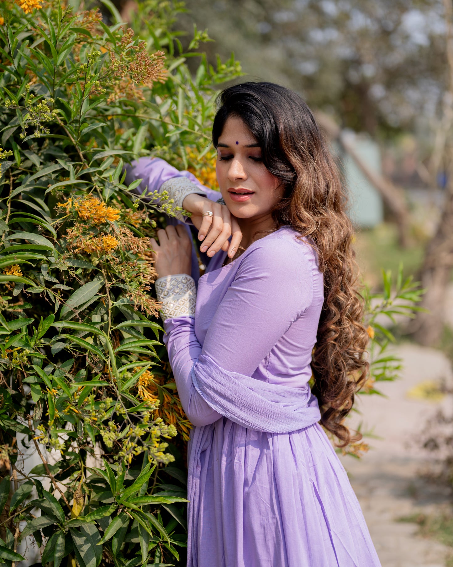Lilac Anarkali suit set ( Set of 3)