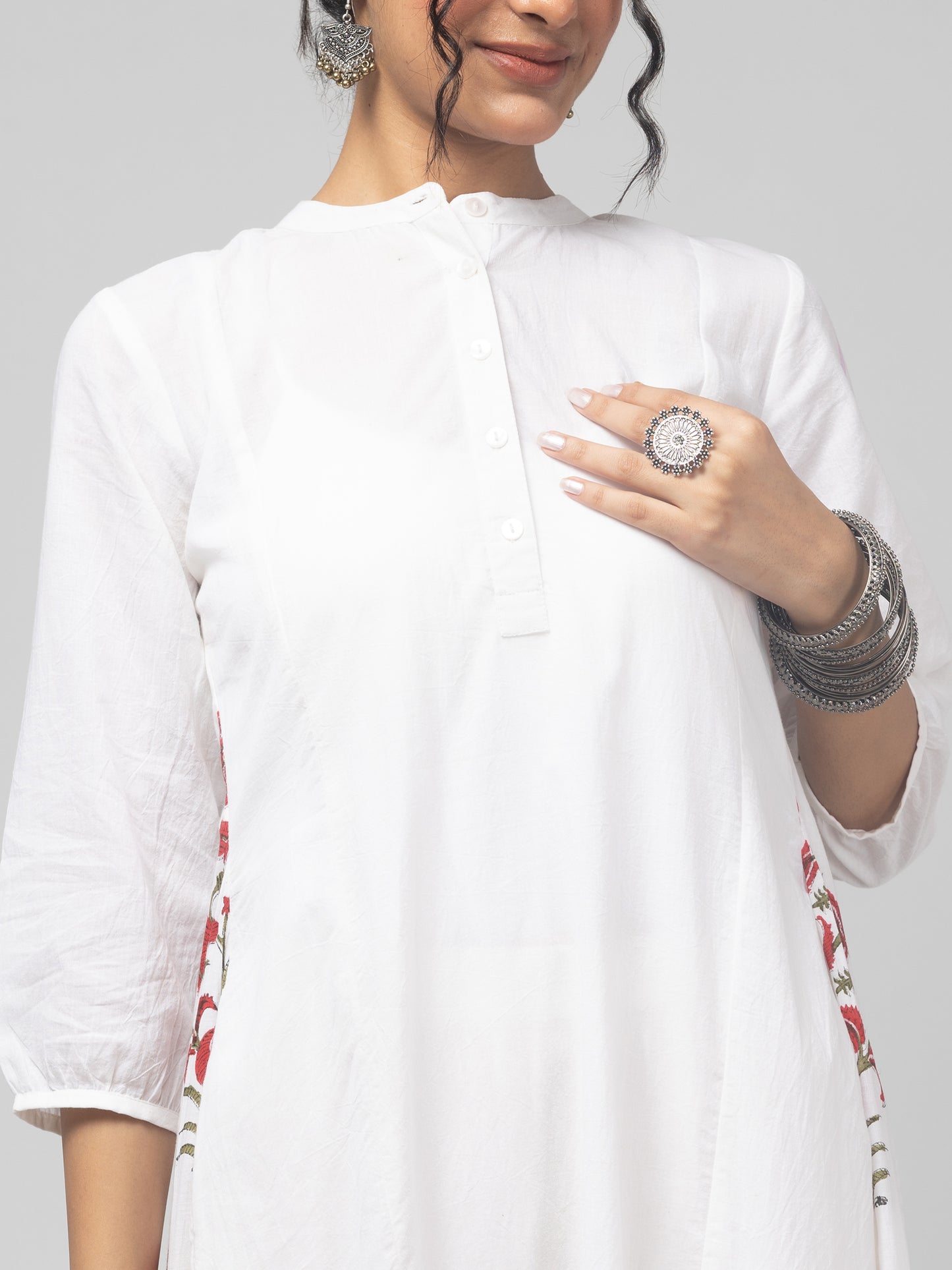 Sukoon White Kurti Set with Red Dupatta for Women | Elegant Ethnic Wear by Label Mae