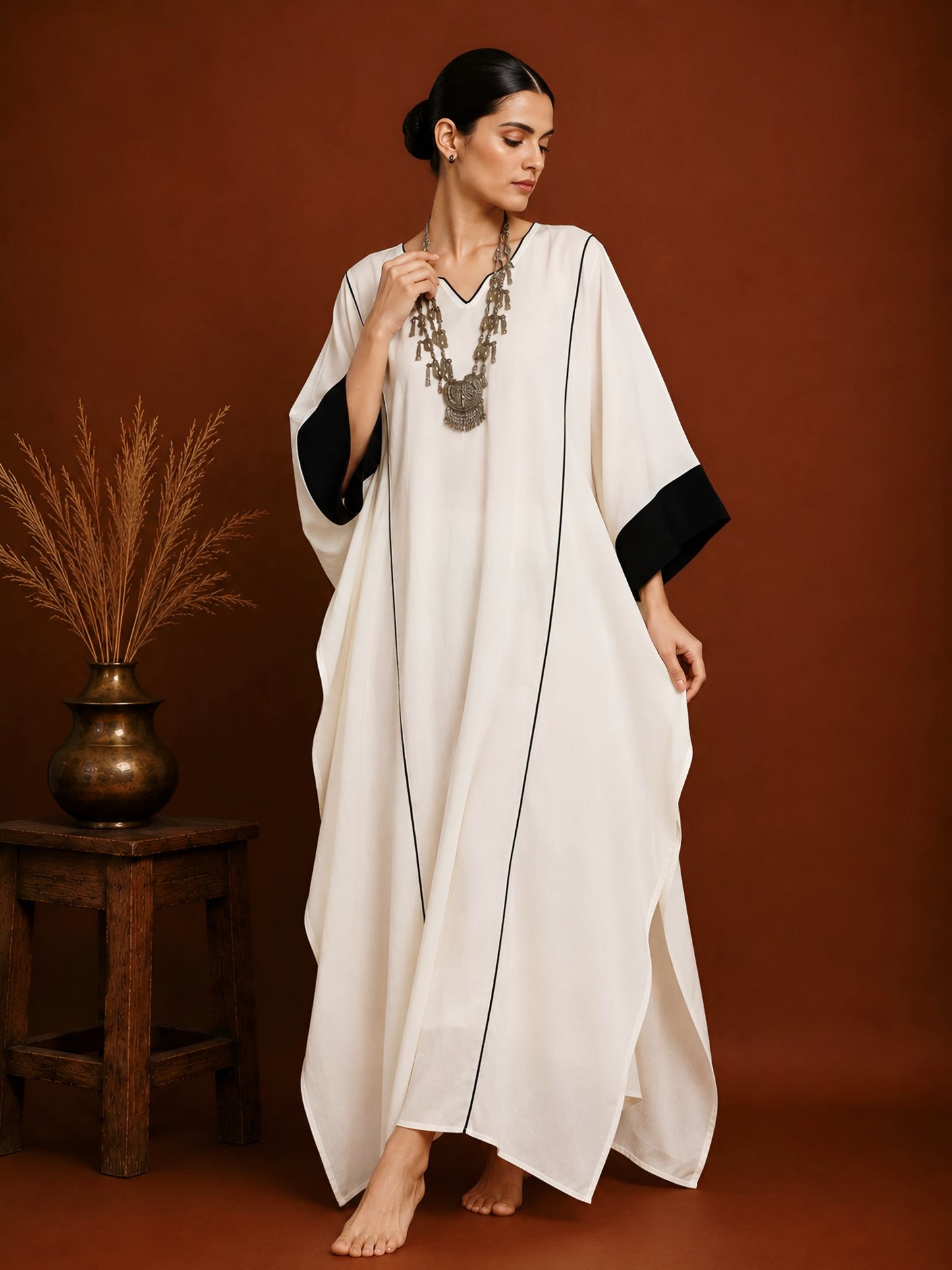 Ivory Noir Kaftan
