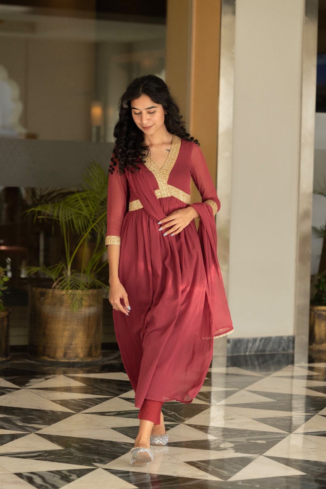 Anarkali Suit Set With Gotta Work