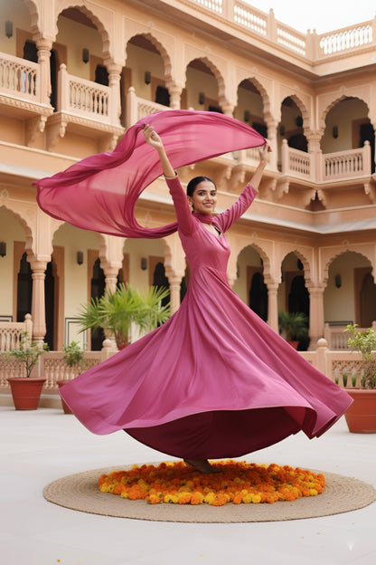 Fuchsia Bloom Anarkali Suit Set