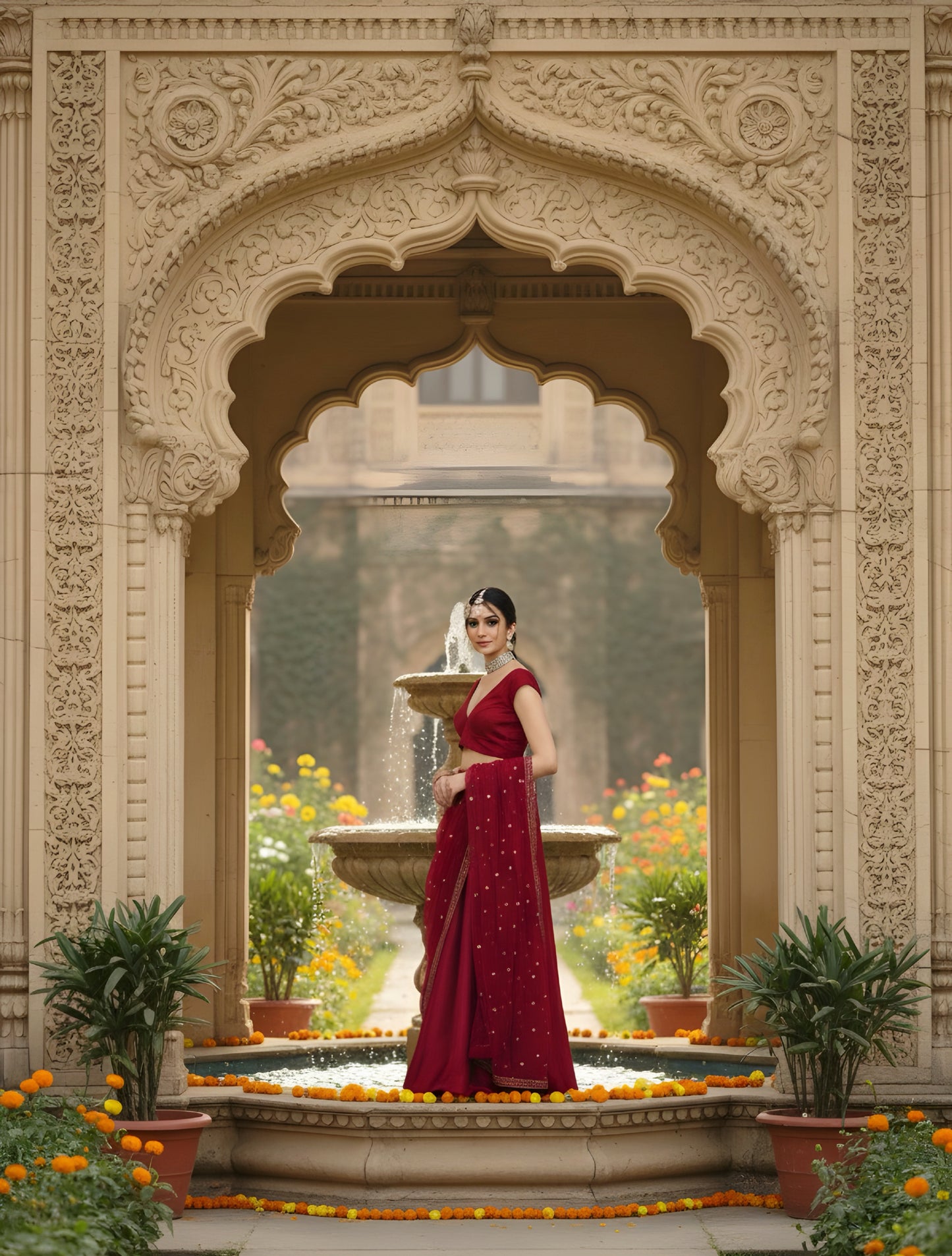 Scarlet Ruby red lengha