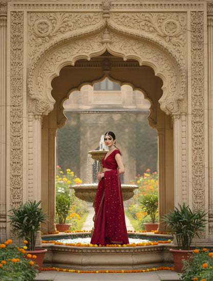 Scarlet Ruby red lengha