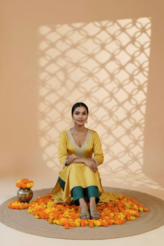 Sunheri Tara Kurti Set