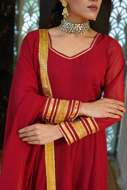 Noor Maroon Anarkali Set