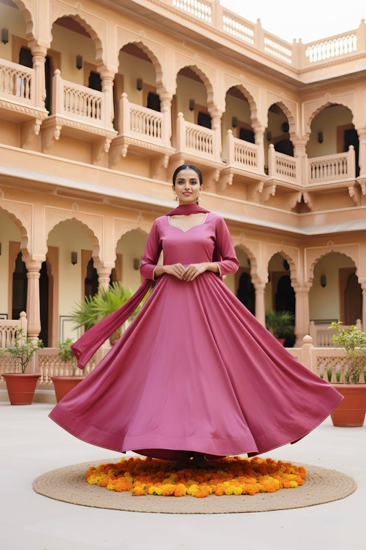 Fuchsia Bloom Anarkali Suit Set