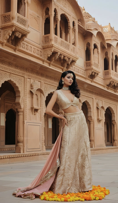 Gold Goddess Lengha Set