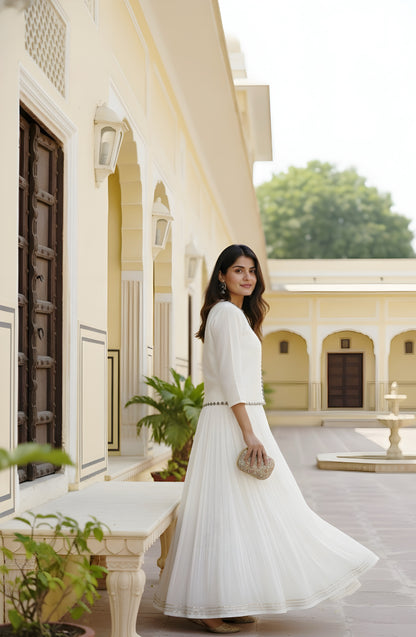 Swan White Skirt and Jacket Set
