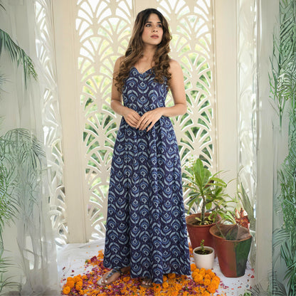 Indigo Blue Halterneck Kurti Dress