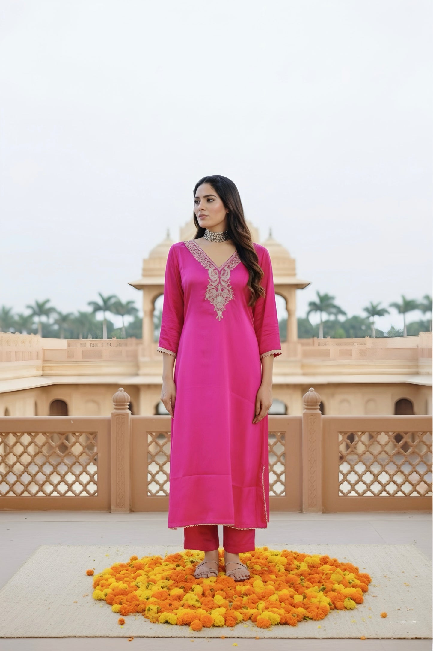 Gulabi Noor Kurti Set