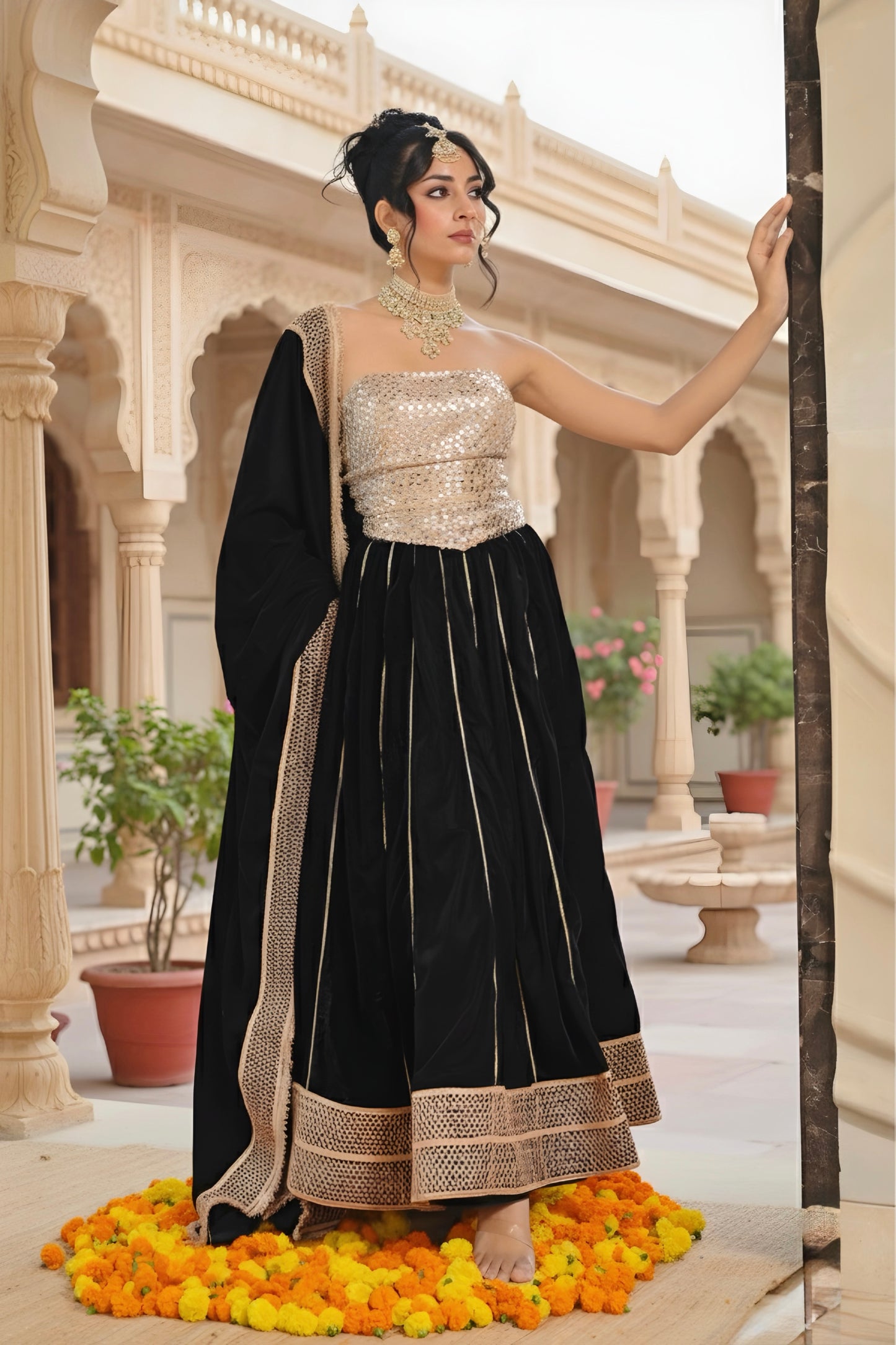 Black -Golden Lengha Set