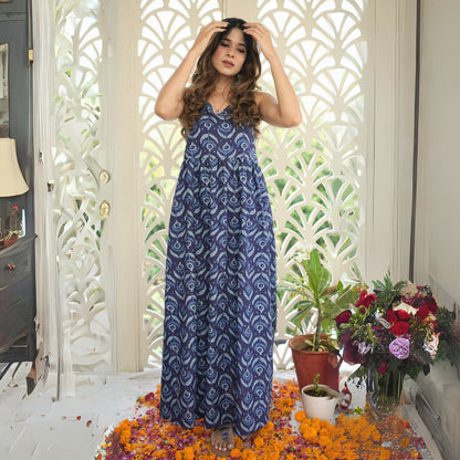 Indigo Blue Halterneck Kurti Dress