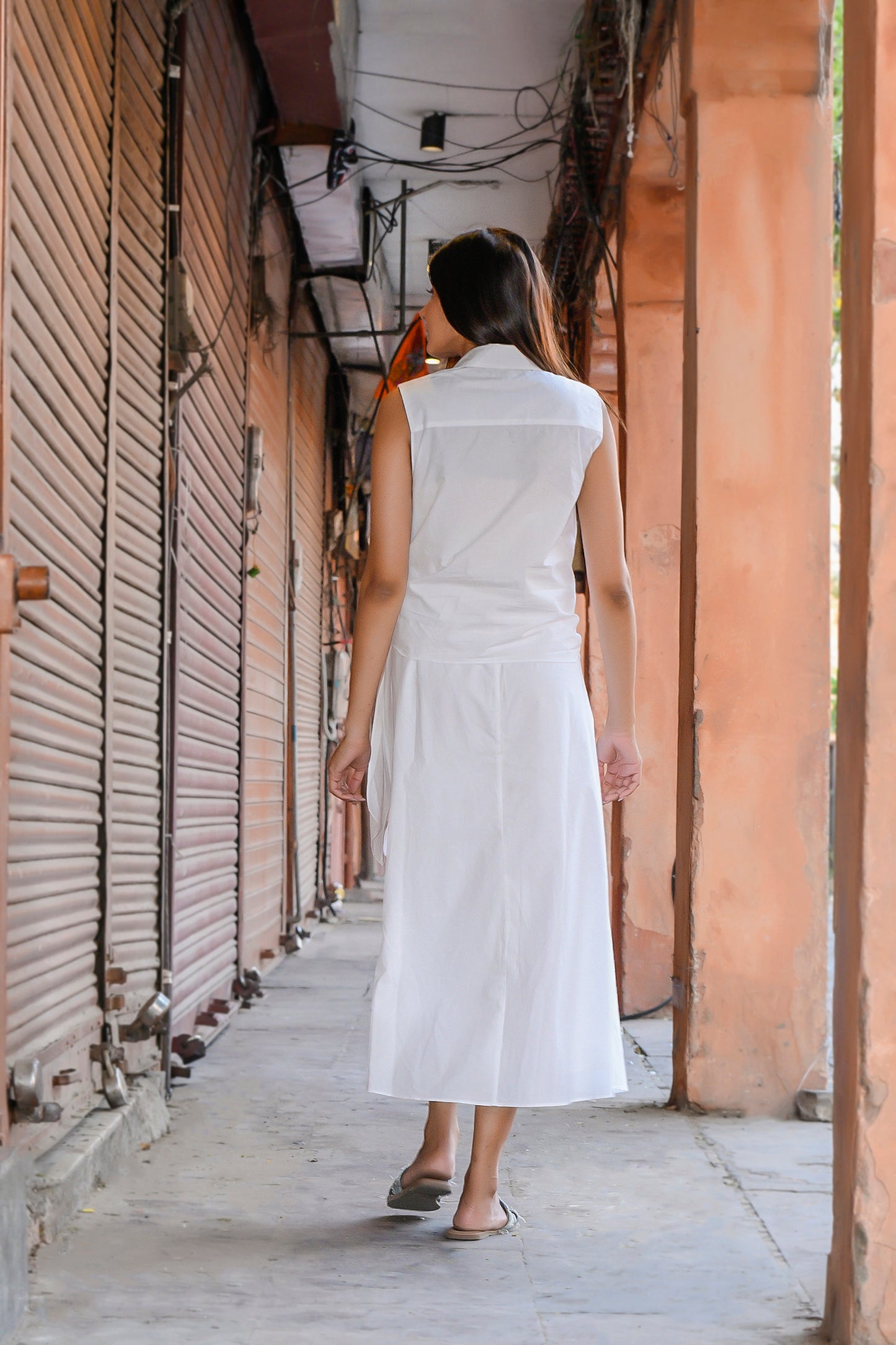 Button down shirt dress with belt