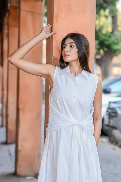 Button down shirt dress with belt