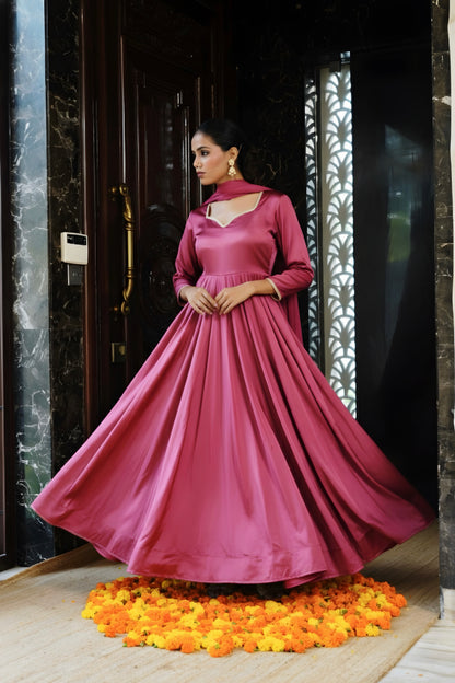 Fuchsia Bloom Anarkali Suit Set