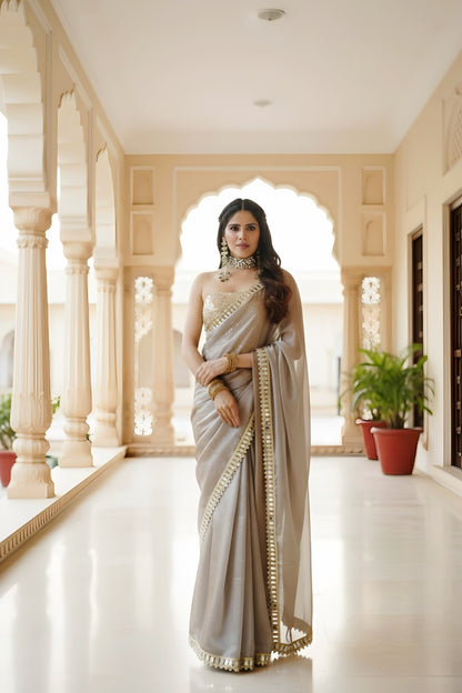 Champagne Stitched saree