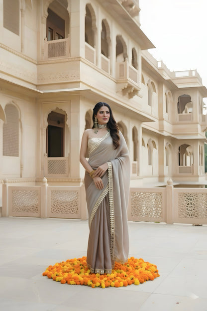 Champagne Stitched saree